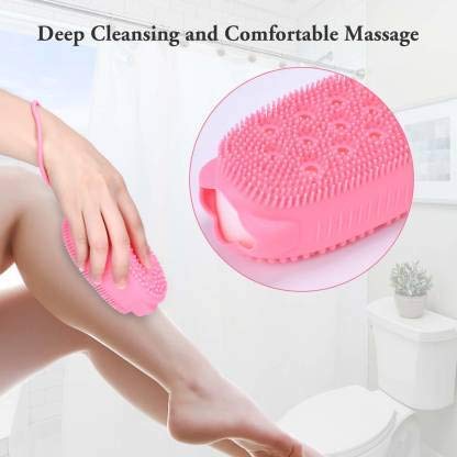 IZ LeZoir Quick Foaming Bubble Bath Body Scrub Brush with Soft Massage Bristles for Shower & Bath - Pink | Exfoliating & Cleansing Skin Care Tool for Spa-Like Experience at Home