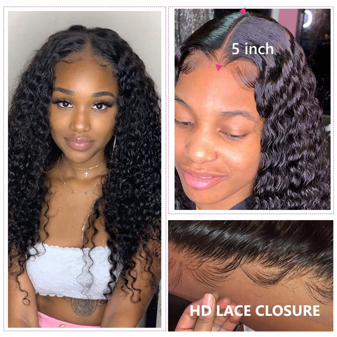 Beauty Forever 5x5 HD Lace Closure - 14 Inch Brazilian Virgin Human Hair with Jerry Curly Texture, Pre-Plucked Hairline & Baby Hair for Natural Look | Perfect for Protective Styles, Weave Installations & Everyday Wear