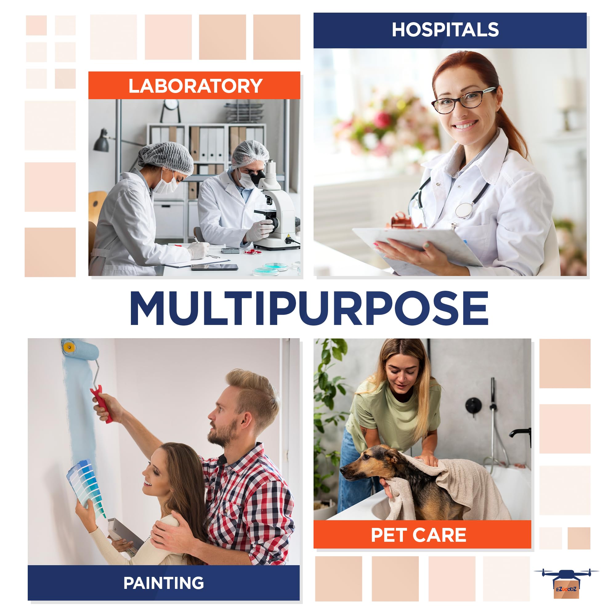 Disposable Hospital Gowns with Sleeves - 25 Pack Small Size PPE Medical Isolation Gowns, 50 GSM Microporous Protective Wear for Men & Women (Elastic Wrists, Waist & Neck Ties) - Ideal for Healthcare Workers, Nursing Homes & Emergency Medical Use