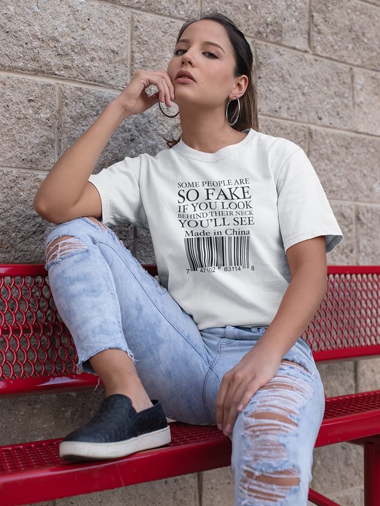 Smartprints Fake People Quote Women's T-Shirt - Funny Sarcastic Graphic Tee for Women - Perfect for Casual Wear, Girls Night Out & Gifts