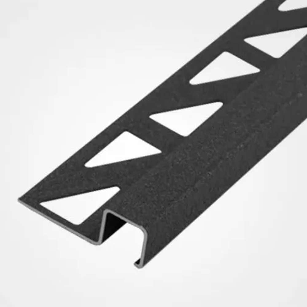 Evia 10mm x 2.5m Aluminum Square Edge Tile Trim - Matte Black Finish for Bathroom, Kitchen & Shower Wall Edging