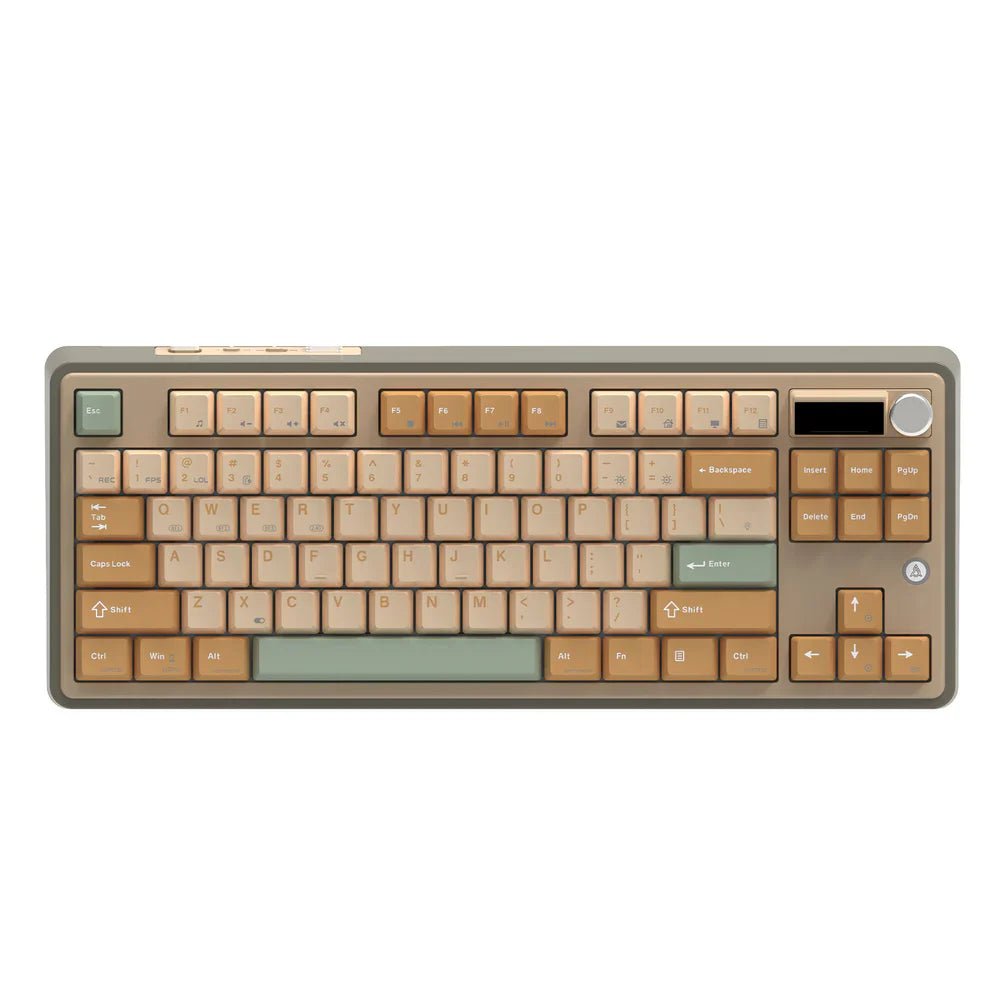 Ajazz AK870 RGB Mechanical Keyboard - Wired & Wireless, Jasmine Switch, Yellow White Green Backlit, with Screen Display - Perfect for Gaming, Typing, and Office Work