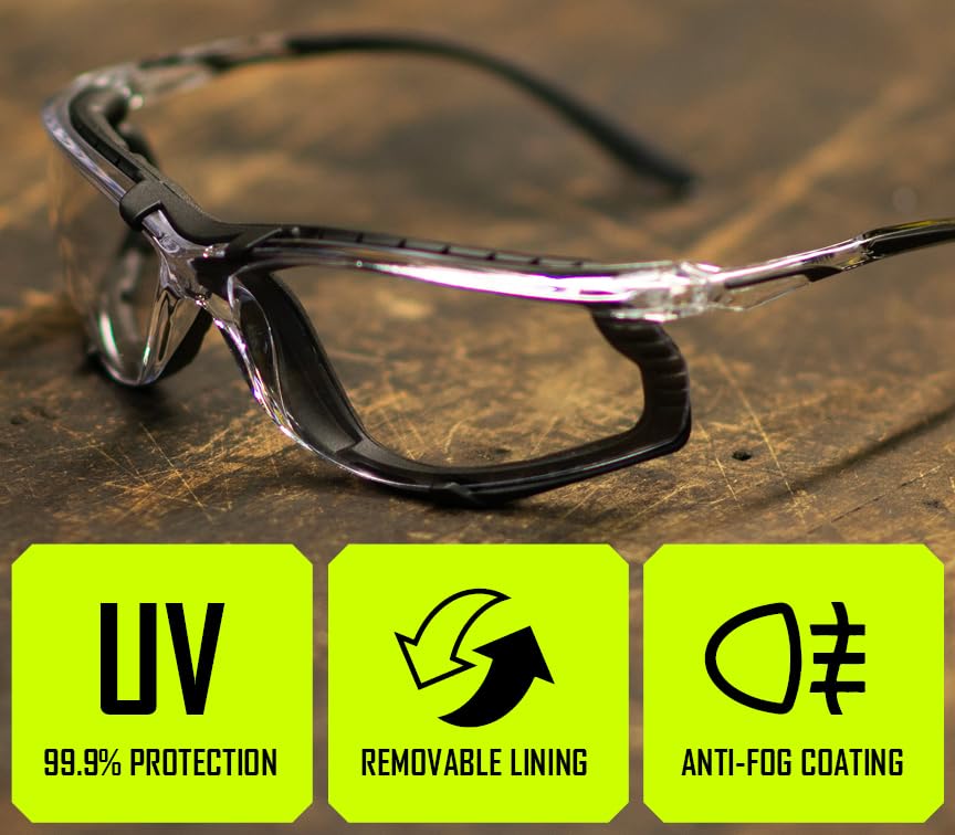 48 Pairs MAGID Gemstone Onyx Foam Lined Safety Glasses - ANSI Z87.1 Certified for Sports, Construction & Outdoor Work - Comfortable Protective Eyewear for Cycling, Running & DIY Projects