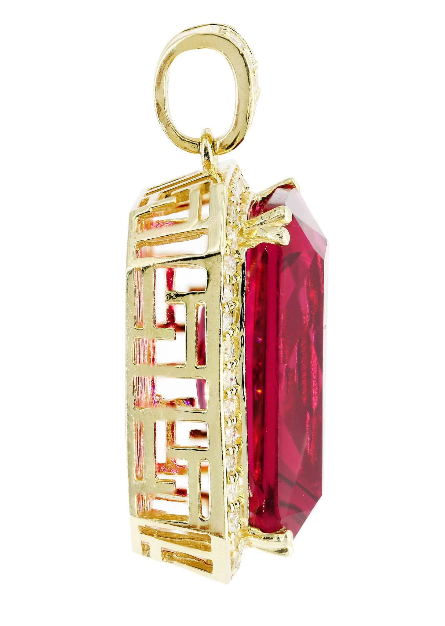 10K Gold Ruby Pendant Necklace - 12.2 Grams Genuine Gemstone Jewelry for Women - Perfect for Valentine's Day, Anniversary & Special Occasions