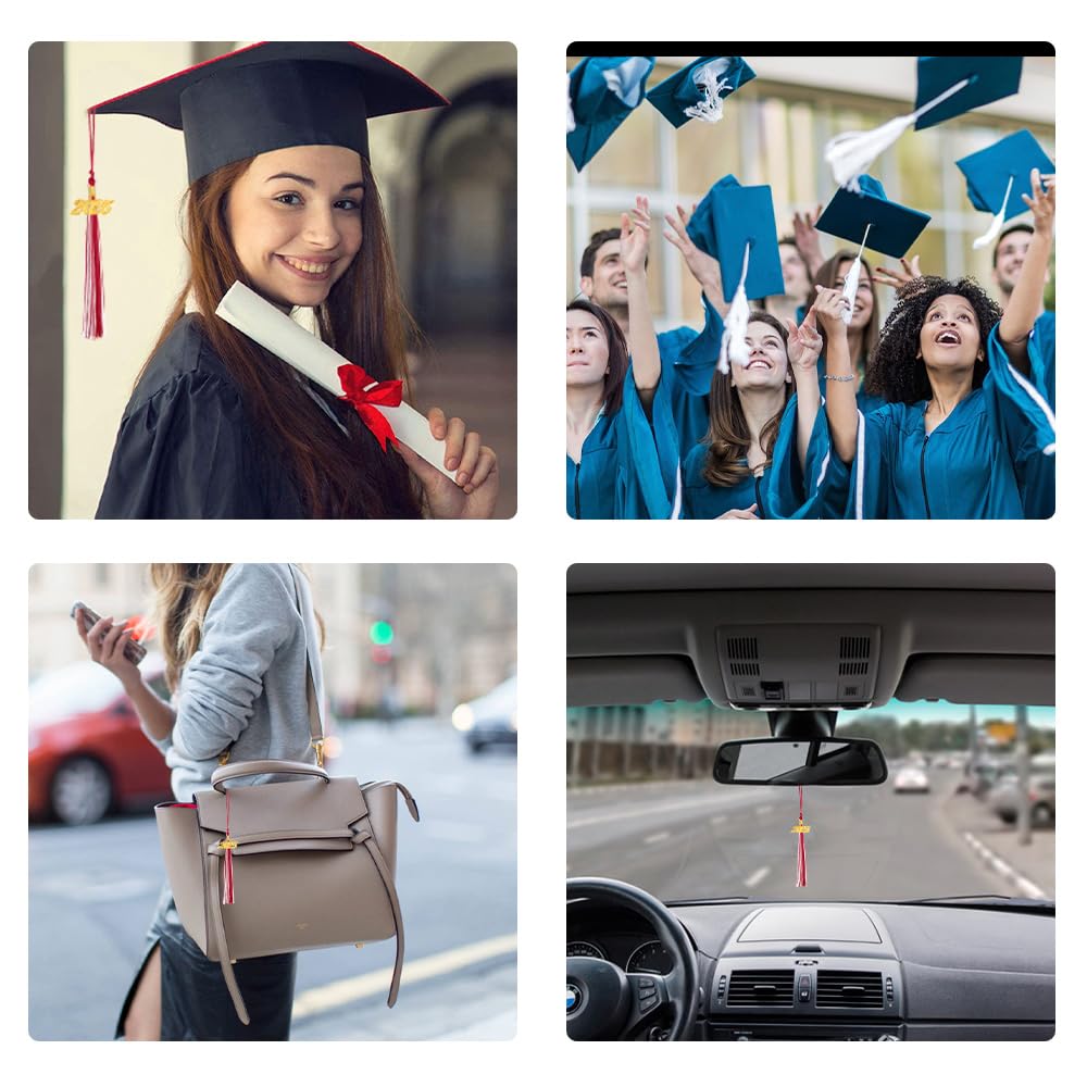 2025 Graduation Tassel - Red & White Commencement Tassel with Gold 2025 Charm for Graduation Caps | Perfect for Graduation Party Decorations & Gifts for Graduates | Ideal for High School, College, and University Graduation Ceremonies