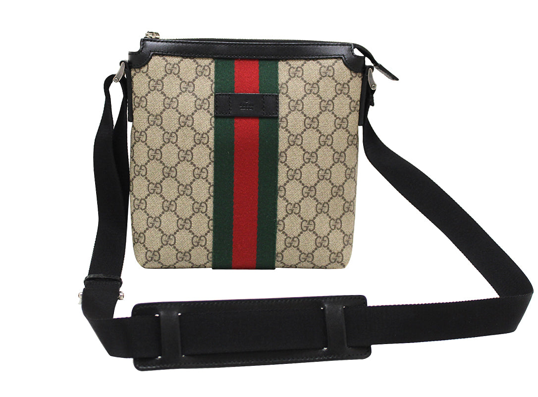 Authentic Gucci GG Canvas Black Leather Messenger Bag for Men - Stylish Crossbody Shoulder Bag for Work, Travel & Daily Use