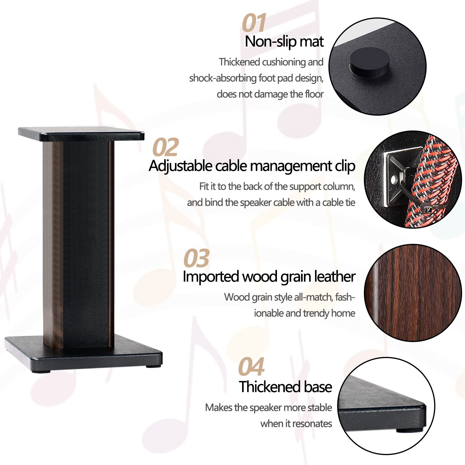 20 Inch (50CM) Wood Speaker Stands - Pair for Home Theater, HiFi, Desktop & Satellite Speakers - Enhanced Audio Listening Experience - Perfect for Home Cinemas, Gaming & Music Studios