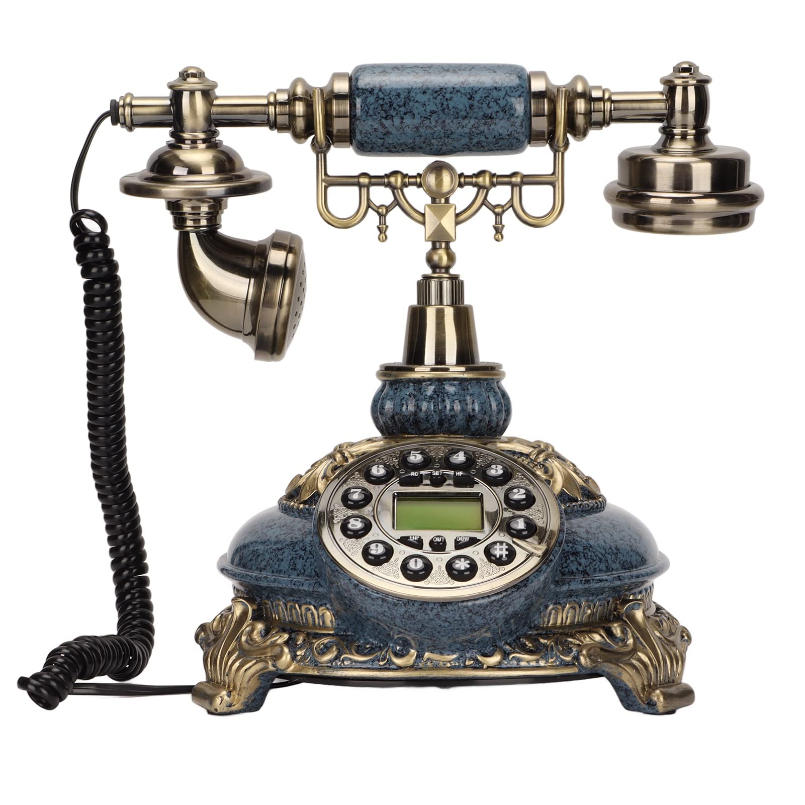 Vintage European Retro Antique Telephone - Classic Wired Landline Phone with Caller ID for Home & Office (Dark Blue) | Perfect for Vintage Decor, Themed Parties & Nostalgic Gift Giving