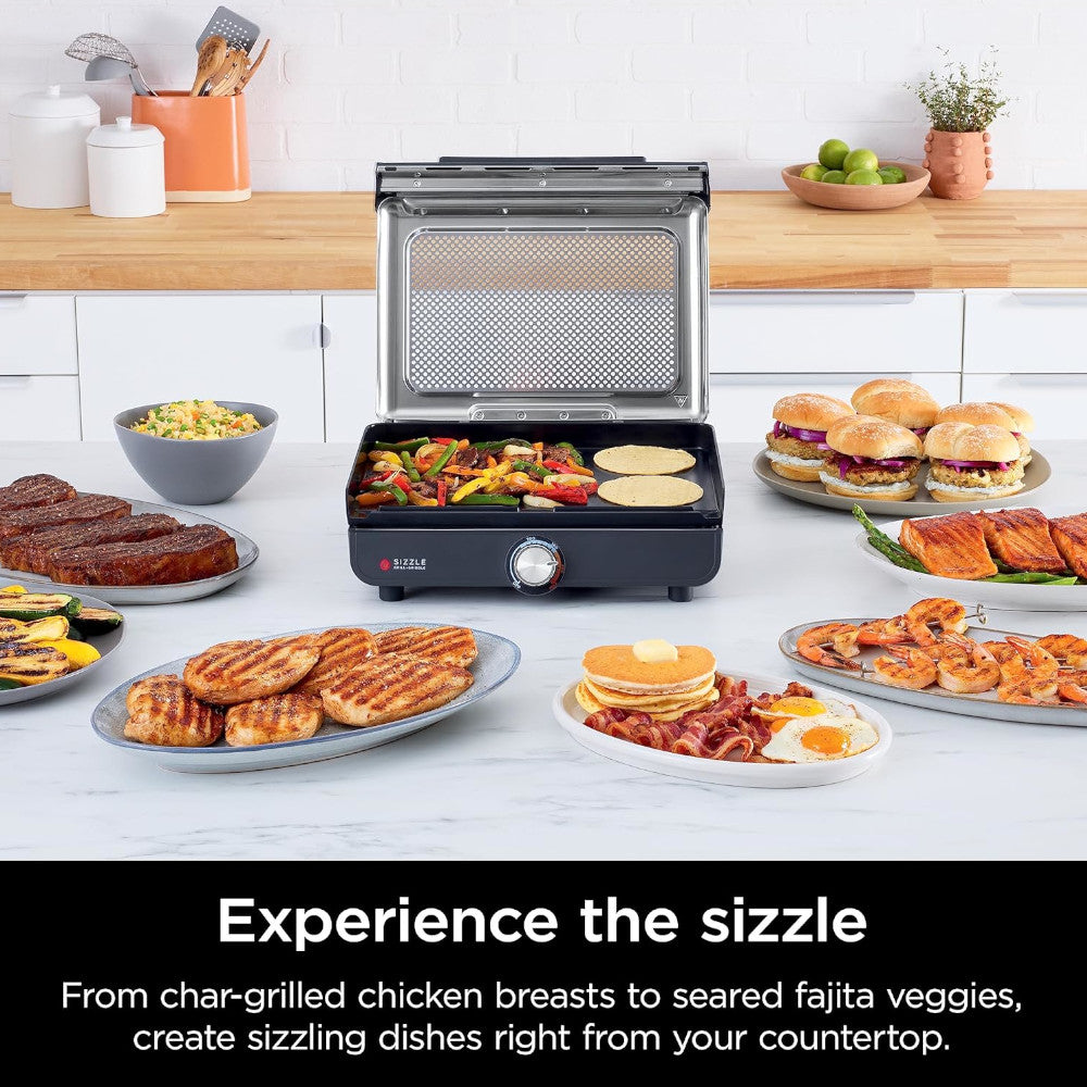 Ninja GR101CCO Electric Griddle & Indoor Grill - Certified Refurbished with Home Essentials Warranty | Perfect for Small Kitchens, Apartments & Healthy Cooking
