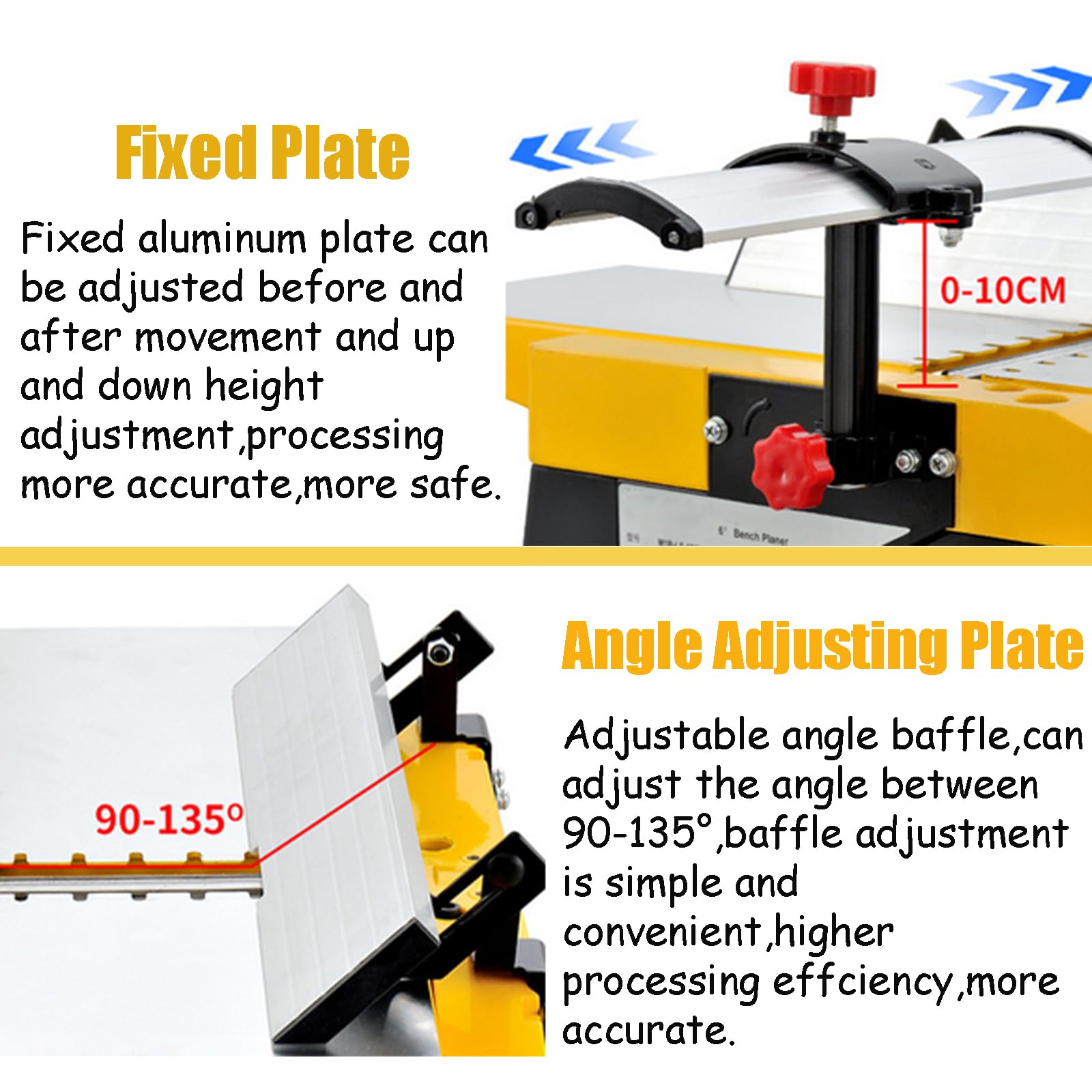 INTBUYING 6 Inch Woodworking Planer - 1800W Portable Bench Planer with 155x580mm Work Table | Low Noise & Dust | Perfect for DIY Projects, Small Workshops & Home Woodworking