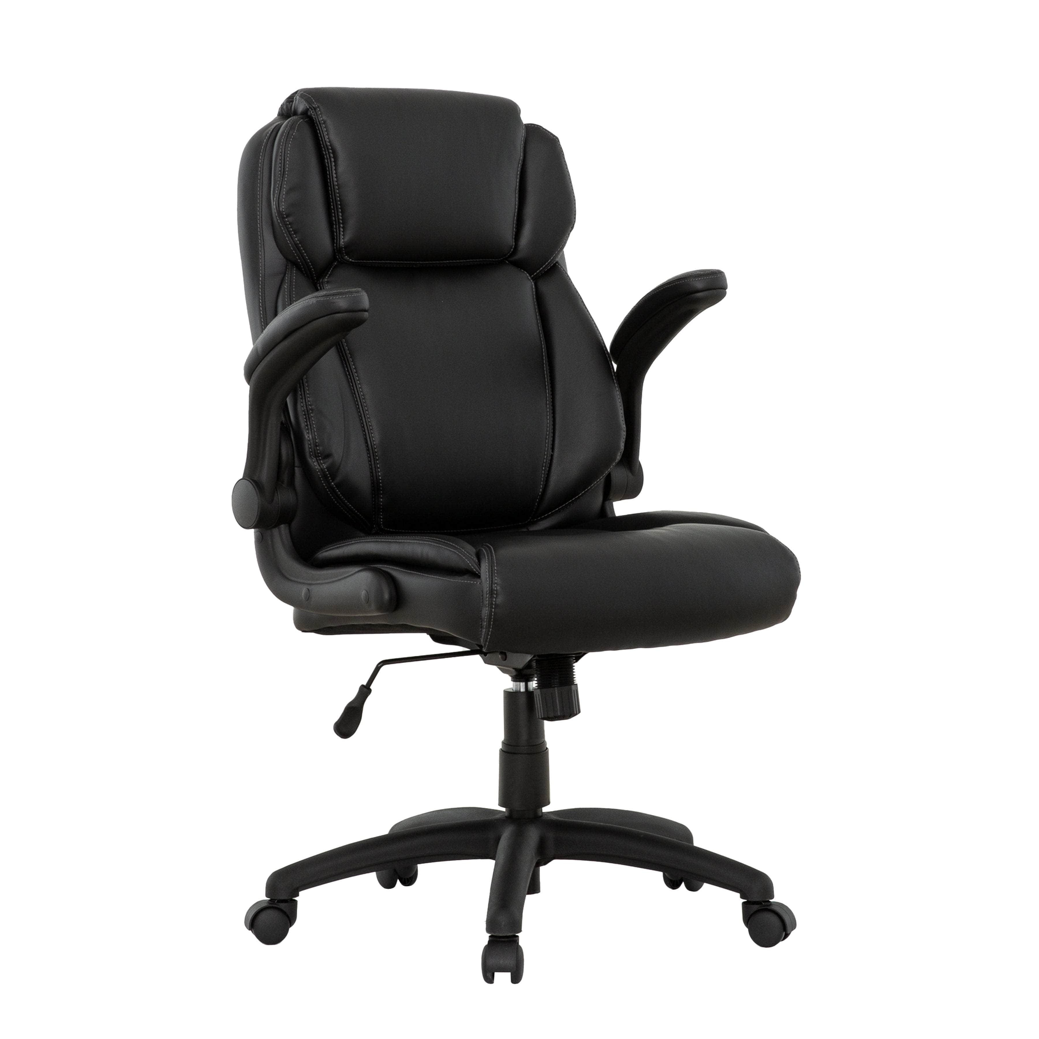 Sealy Atlas Black Bonded Leather Swivel Office Chair - Ergonomic Executive Desk Chair for Home & Office Workspace