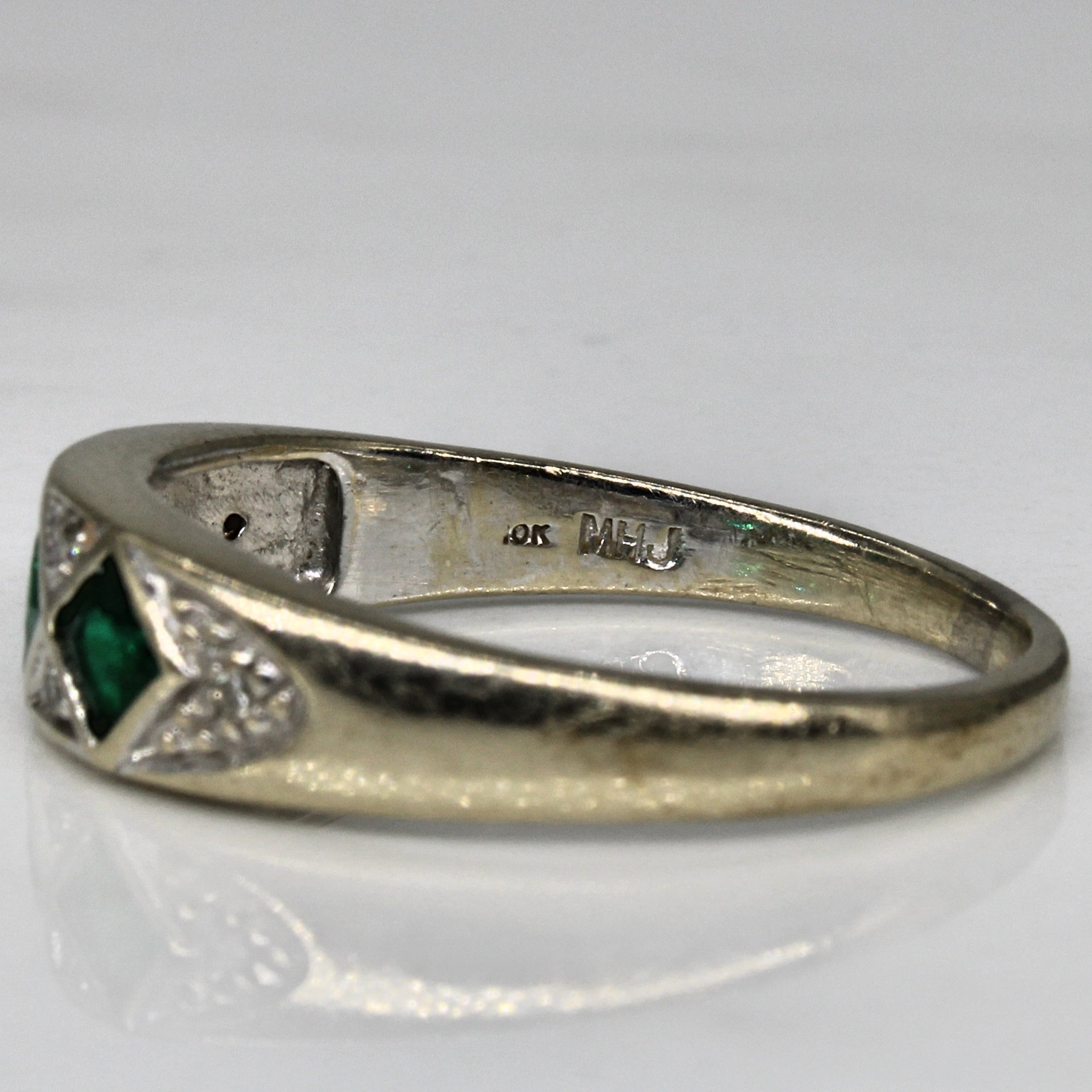 Michael Hill 0.30ctw Synthetic Emerald & 0.03ctw Diamond Ring - Size 8.5 | Elegant Green Gemstone Jewelry for Women | Perfect for Engagement, Anniversary & Special Occasions