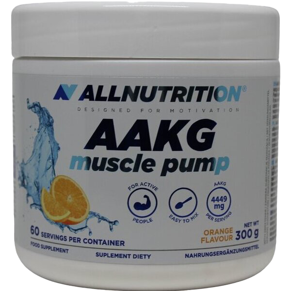 Allnutrition AAKG Muscle Pump Supplement - 300g Orange Flavor for Enhanced Workout Performance & Muscle Growth | Pre-Workout & Post-Workout Use