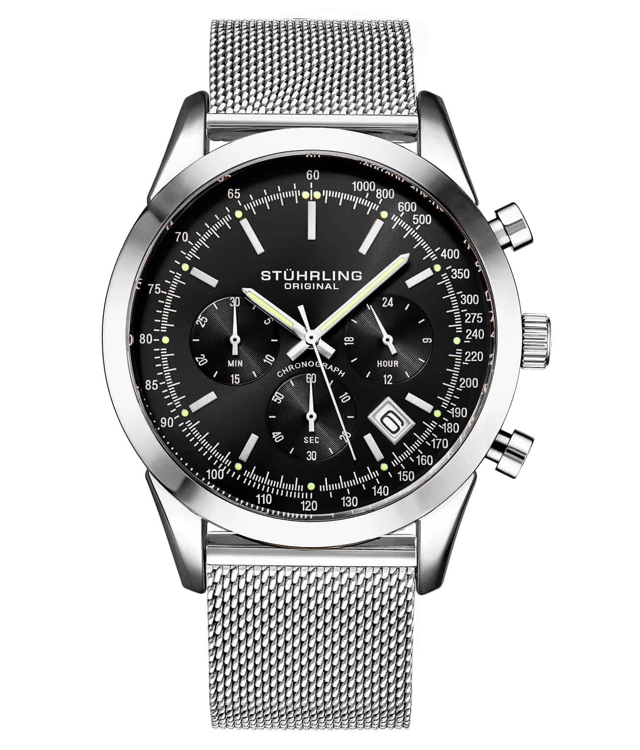 AquaSync Mesh Quartz 44mm Chronograph Watch - Waterproof Sports Chrono for Men | Perfect for Swimming, Diving & Outdoor Activities