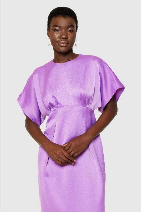 Eve Kimono A Line Dress - Flowy Lilac Floral Print Maxi Dress for Women | Perfect for Summer Beach, Vacation, and Boho Chic Outfits