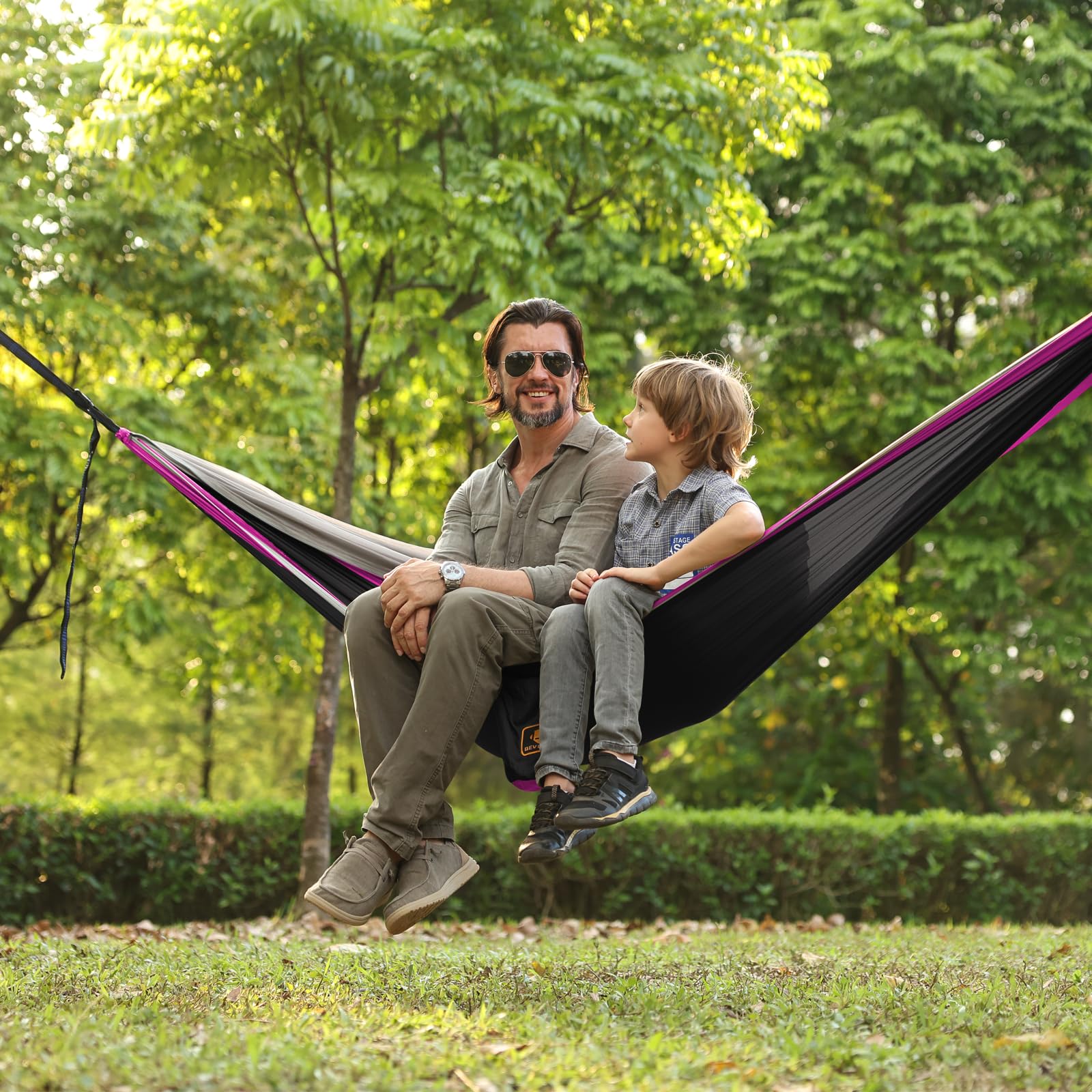 Portable Camping Hammock with Mosquito Net - Lightweight Nylon Parachute Hammock with 10ft Tree Straps - Perfect for Travel, Hiking, Backpacking, Beach & Patio (Black & Pink) - Ideal for Outdoor Adventures, Backyard Relaxation & Summer Camping Trips