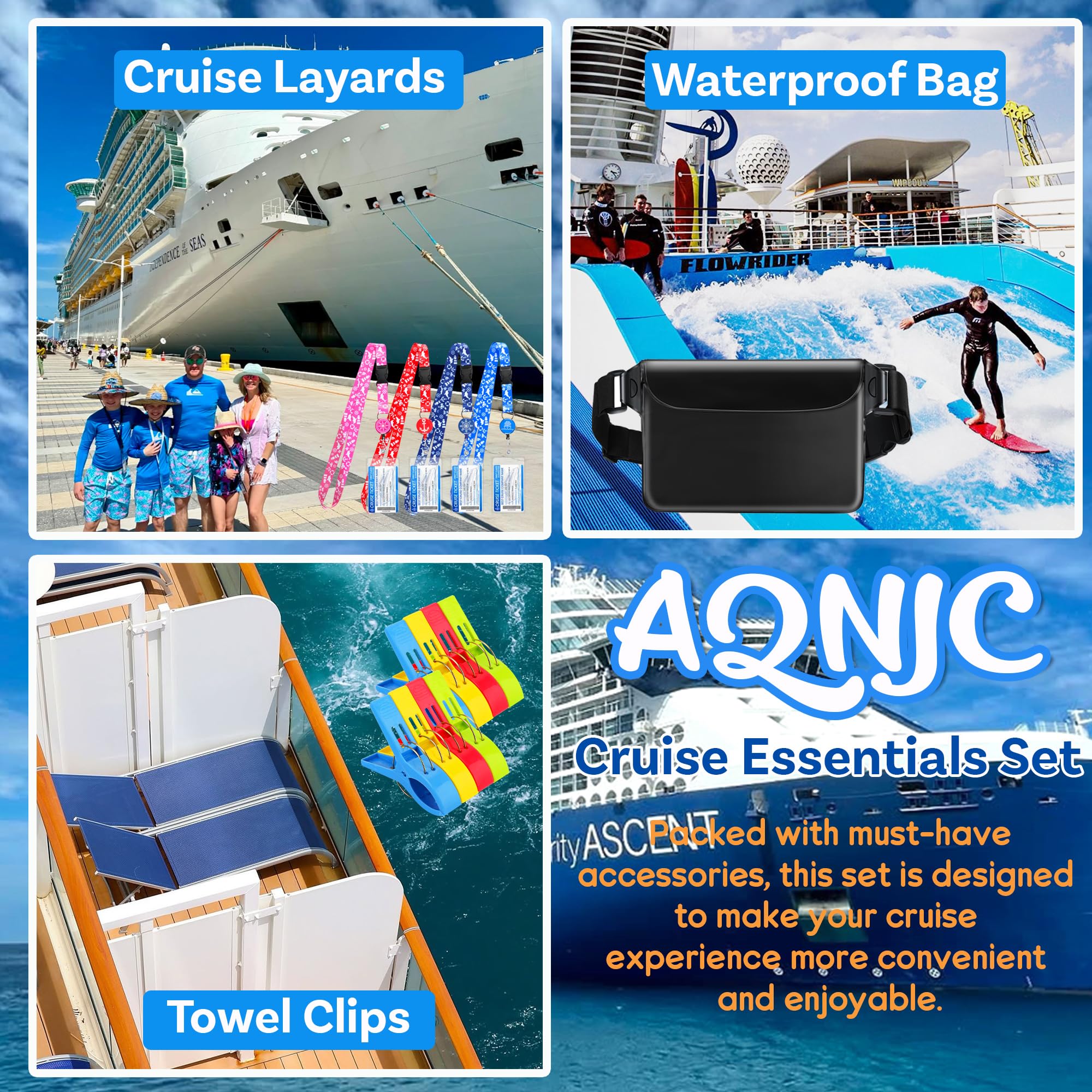55-Piece Cruise Essentials Set - Lanyards, Waterproof Pouch & Travel Bottles for Cruise Vacations