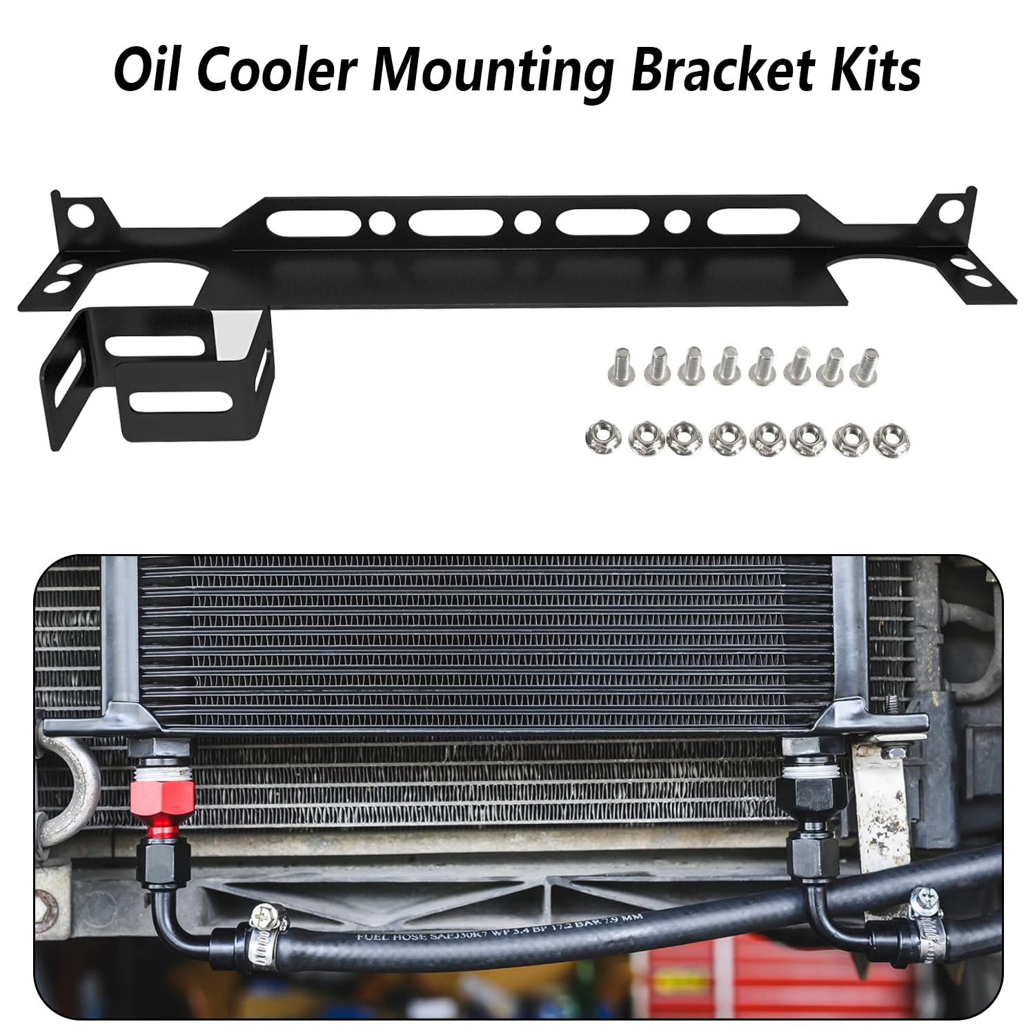 Universal 13.4 Inch Aluminum Oil Cooler Bracket Kit - Durable, Easy Install, Enhanced Cooling Efficiency for British Radiators, Ideal for Automotive and Off-Road Vehicles