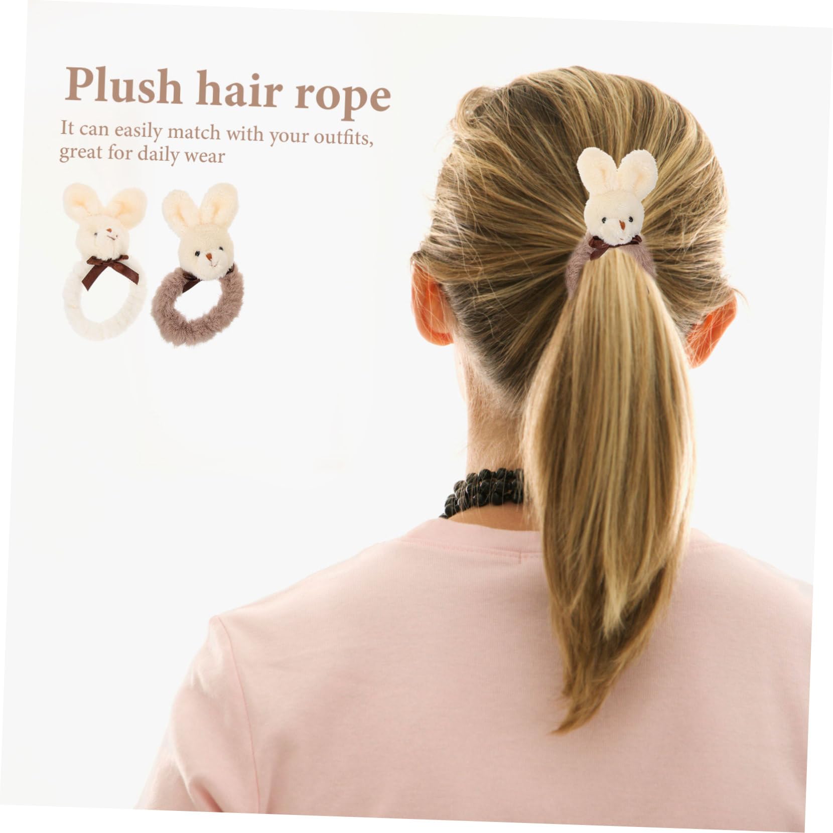 KESYOO 4pcs White Faux Rabbit Hair Scrunchie - Soft Plush Bunny Animal Elastic Hair Bands, Fuzzy Ponytail Holders for Women & Girls | Perfect for Costume Parties, Everyday Wear & Gift Giving