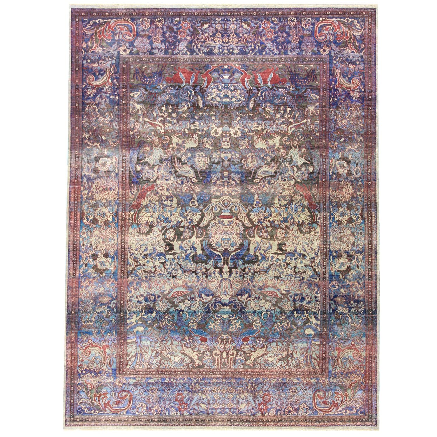 Blue Transitional Wool Rug 8'11 x 12'2 - Soft Handmade Area Rug for Living Room, Bedroom & Office - Premium Home Decor