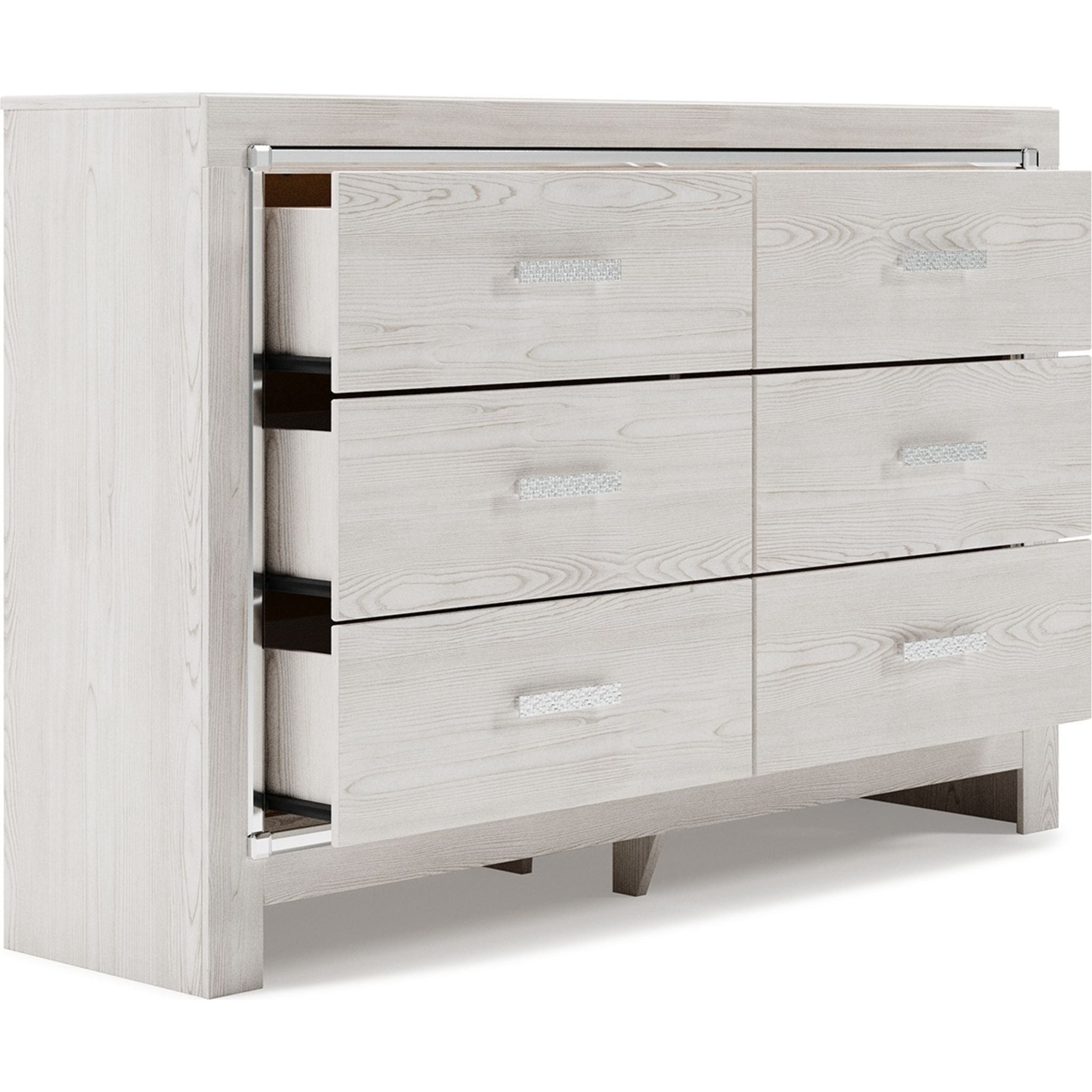 Altyra White Dresser - Modern 6-Drawer Chest for Bedroom, Living Room & Office Storage | Solid Wood Furniture with Smooth Gliding Drawers