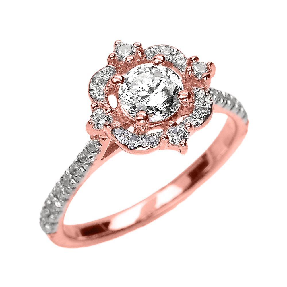 14K Rose Gold Diamond Dainty Engagement Ring for Women - Elegant Proposal Wedding Band, Perfect for Anniversary, Valentine's Day & Special Occasions