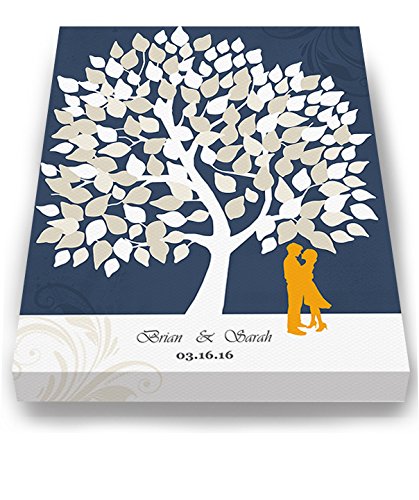 Personalized Couple Tree Canvas Wall Art - Custom His & Hers Names & Date - Romantic Wedding, Anniversary, Housewarming Gift - Navy Blue 20