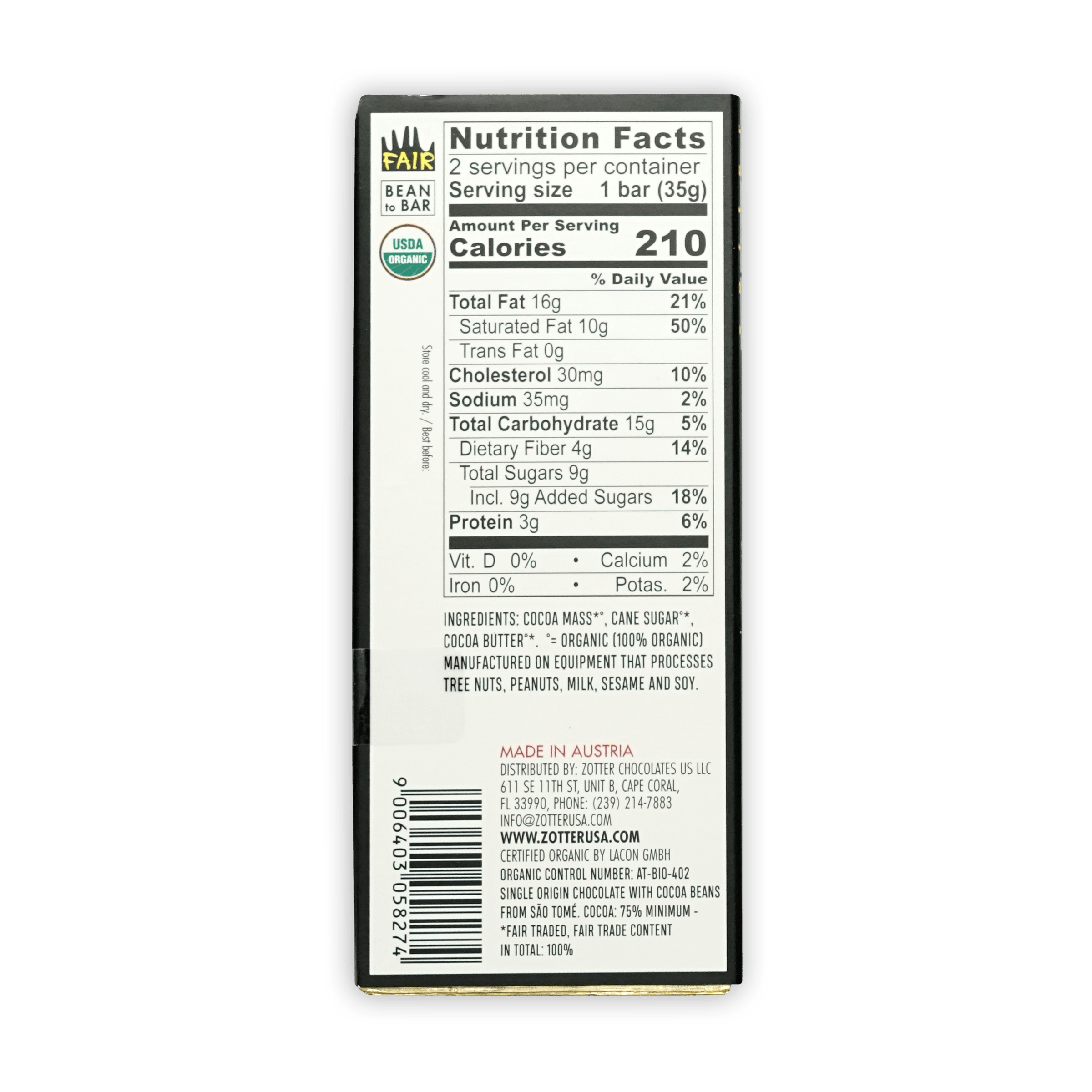 Labooko Sao Tome 75% Dark Chocolate Bar - Premium Single Origin Cocoa from Sao Tome - Perfect for Gifts, Baking & Healthy Snacking