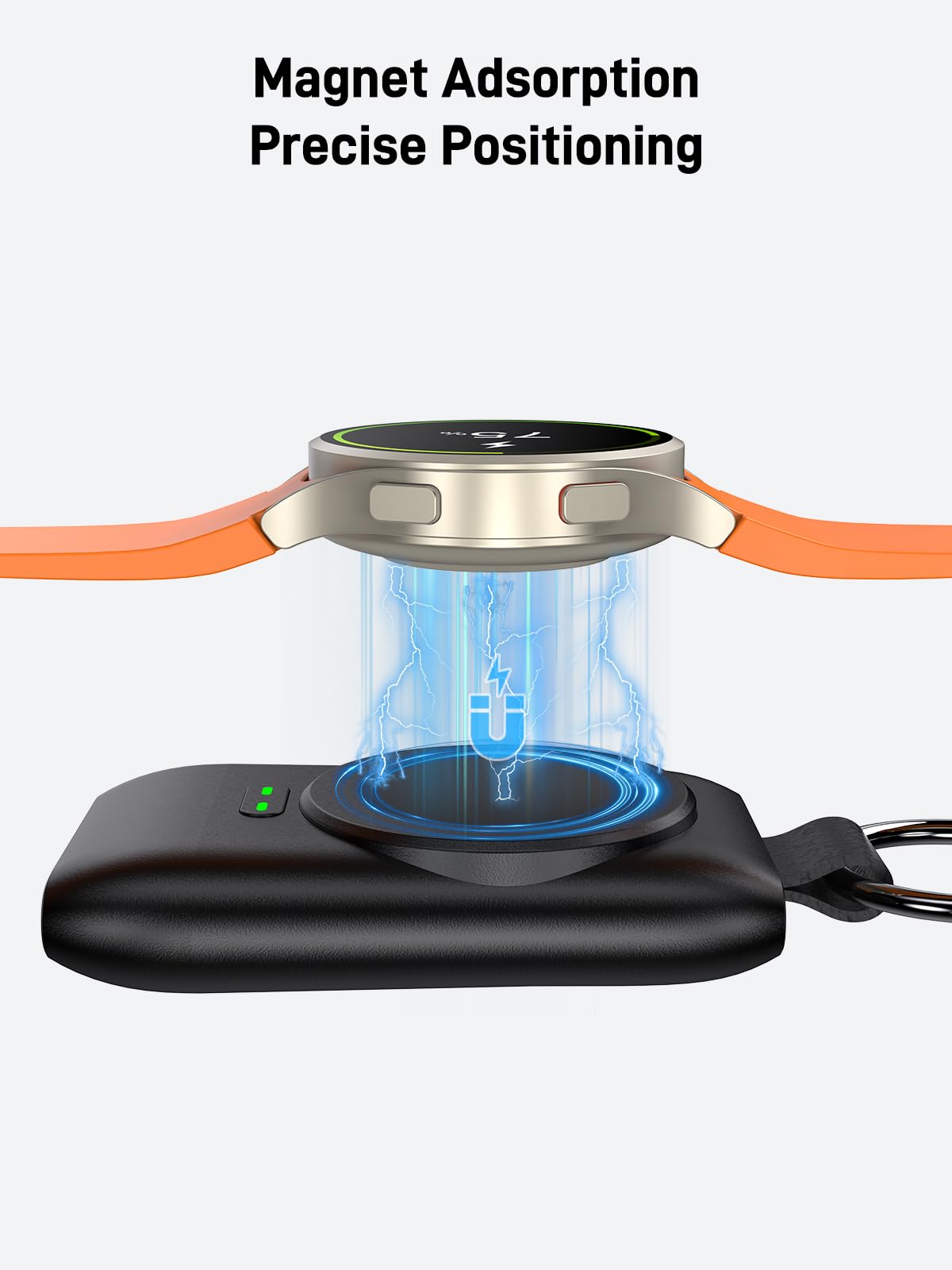 Samsung Galaxy Watch Charger - 1400mAh Fast Wireless Magnetic Charging Dock for Galaxy Watch 7/6/5/4/3/Active 2 | Portable Travel Keychain Charger | Perfect for Home, Office & Travel Use