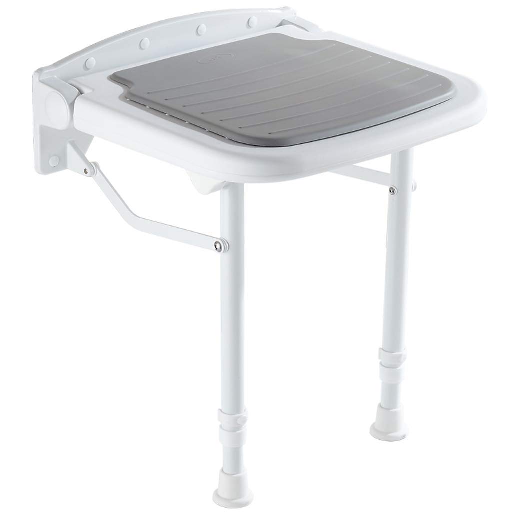 FXLYMR Foldable Wall-Mounted Shower Chair for Elderly, Disabled & Pregnant Women - Non-Slip Bathroom Stool with Backrest (38×36.5×42.5cm) - Ideal for Safe Bathing, Shoe Bench & Rest Stool in Small Spaces