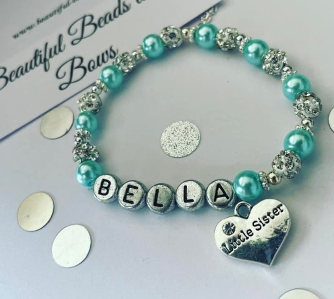 Turquoise Shamballa Bracelet for Sister - Rhinestone Heart Charm Gift for Women - Birthday & Anniversary Present