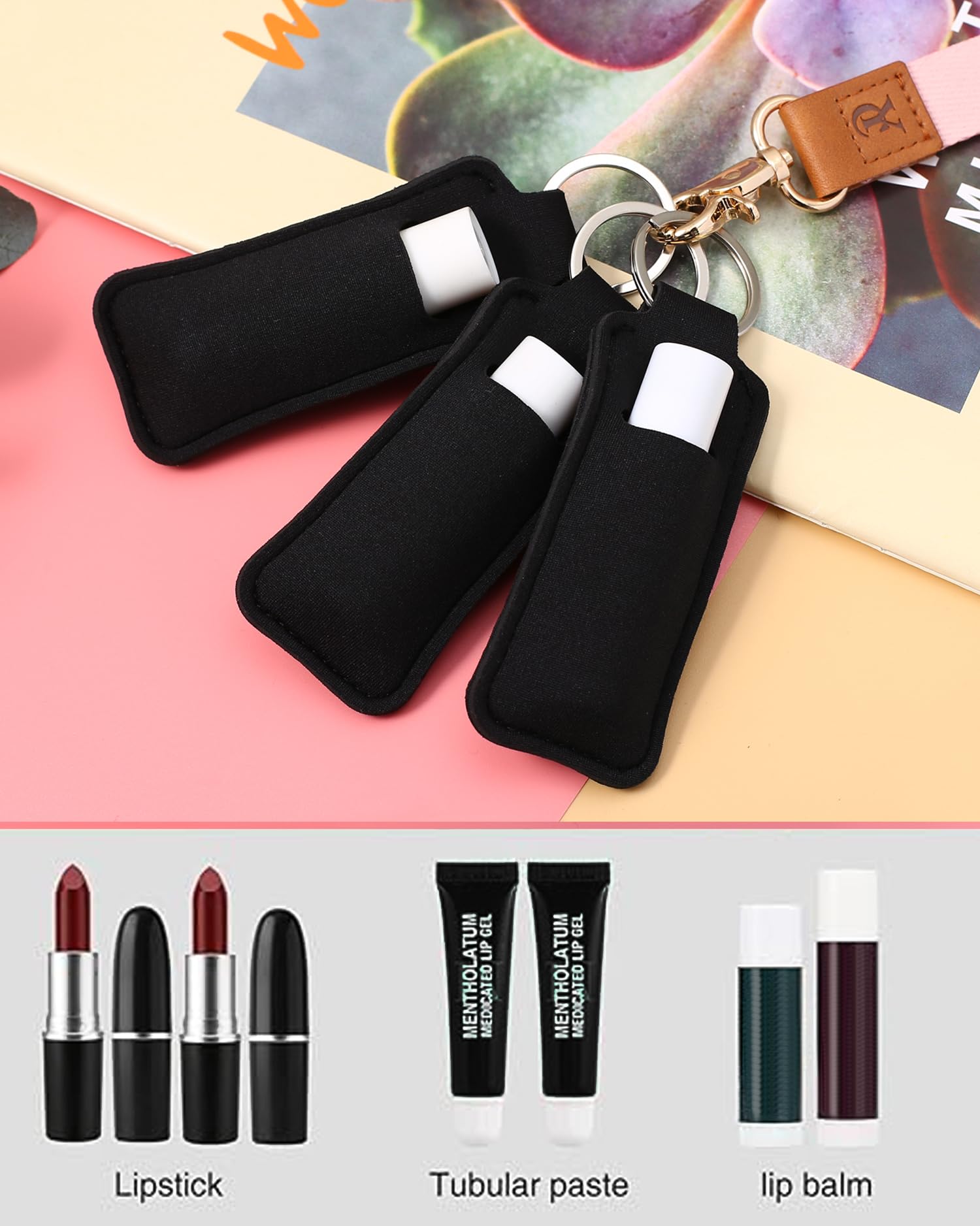 COOKOOKY Cute Lip Balm Keychain Holder with Clip - Chapstick Holder for Keys, Purse, Backpack - Perfect for Travel, Gym, and Everyday Use