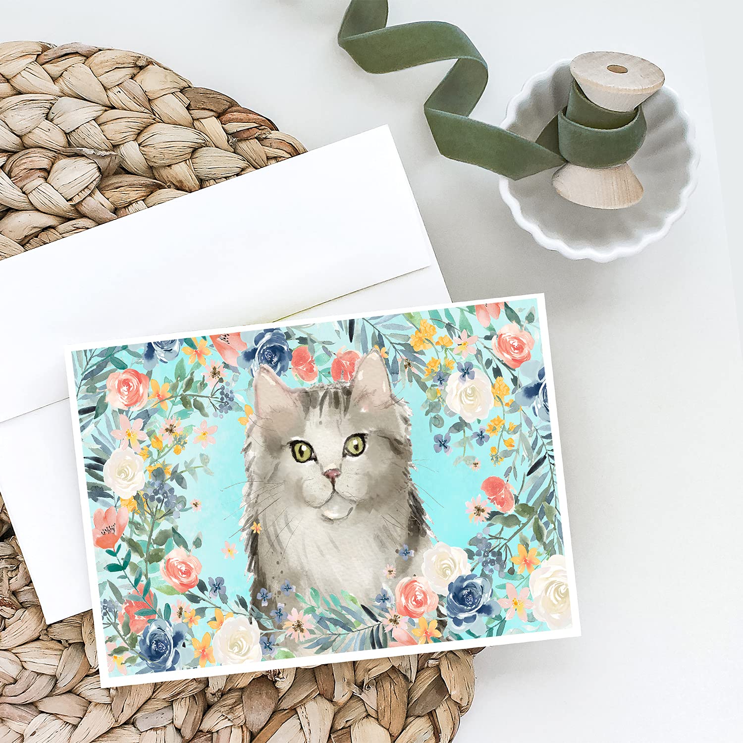 Ragamuffin Spring Flowers Greeting Cards - Pack of 8 Blank A7 Note Cards (5x7 inches) with Envelopes | Whimsical Floral Design for Birthday, Thank You & Holiday Cards | Perfect for Spring Occasions & Special Events