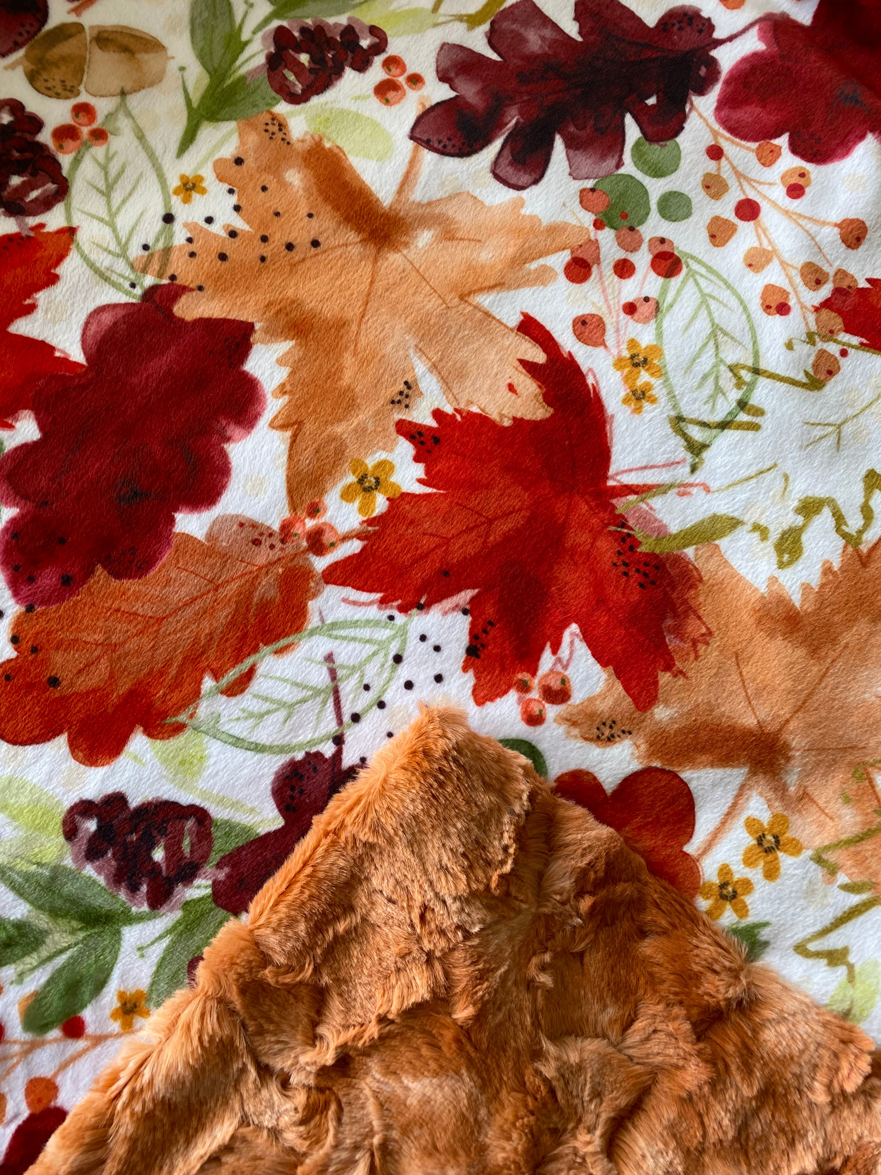 Cozy Autumn Leaves Ginger Galaxy Minky Blanket - 53x65 Soft Flannel Throw for Bed, Couch & Seasonal Decor