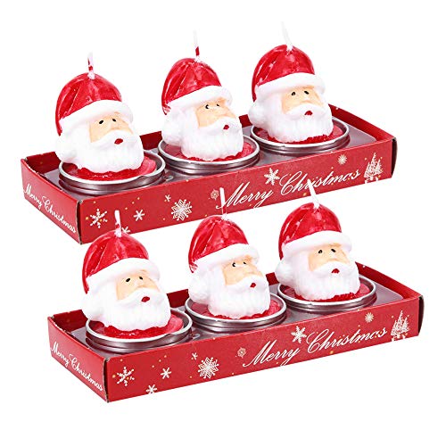 Santa Claus Head Shaped Tealight Candles - 2 Pack Christmas Decorative Jar Candles for Holiday Table Decor, Party Centerpiece & Festive Home Ambiance