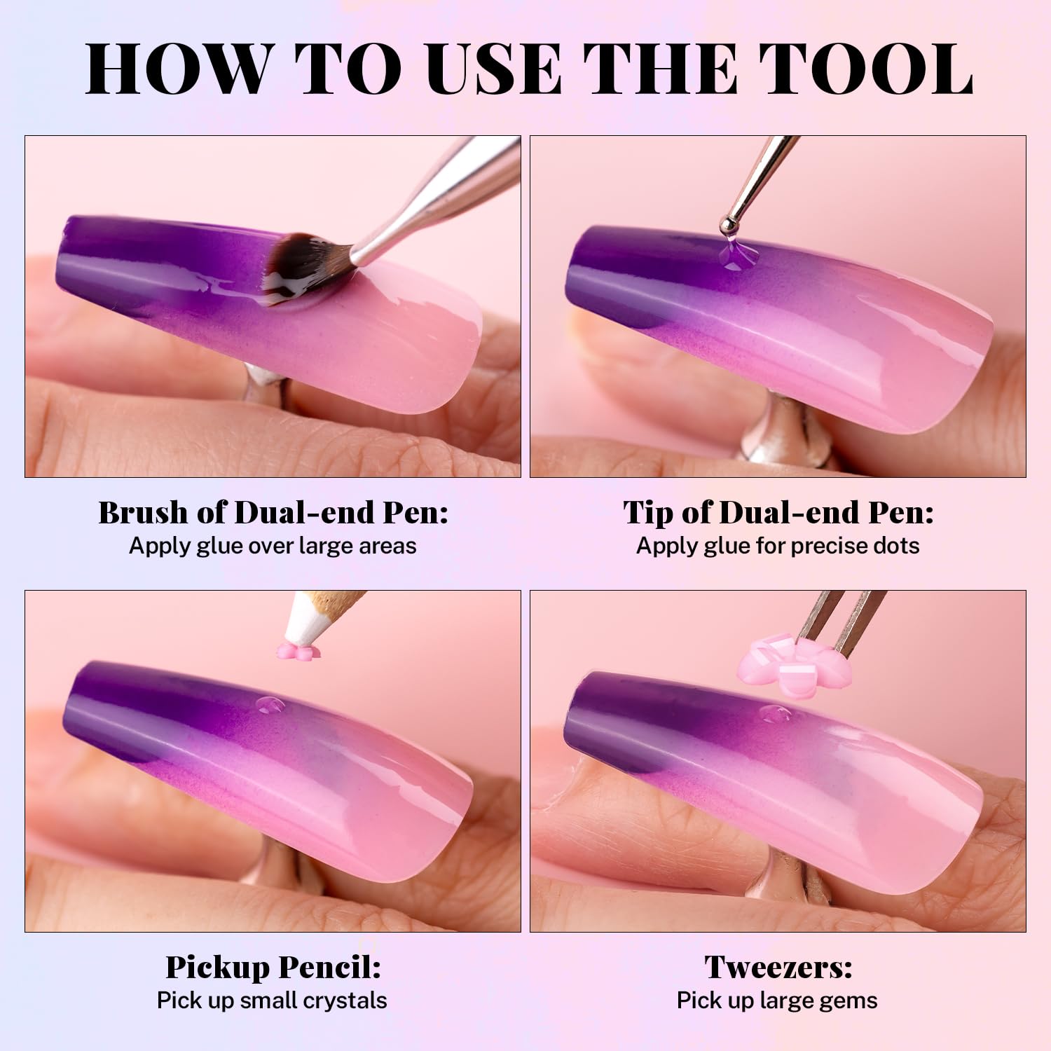 3D Nail Charms Kit with Rhinestones, AB Gems, Caviar Beads & Flatback Pearls - UV Curing Glue Gel & Dotting Tools Included - Perfect for DIY Manicure, Nail Art Designs & Salon Professional Use