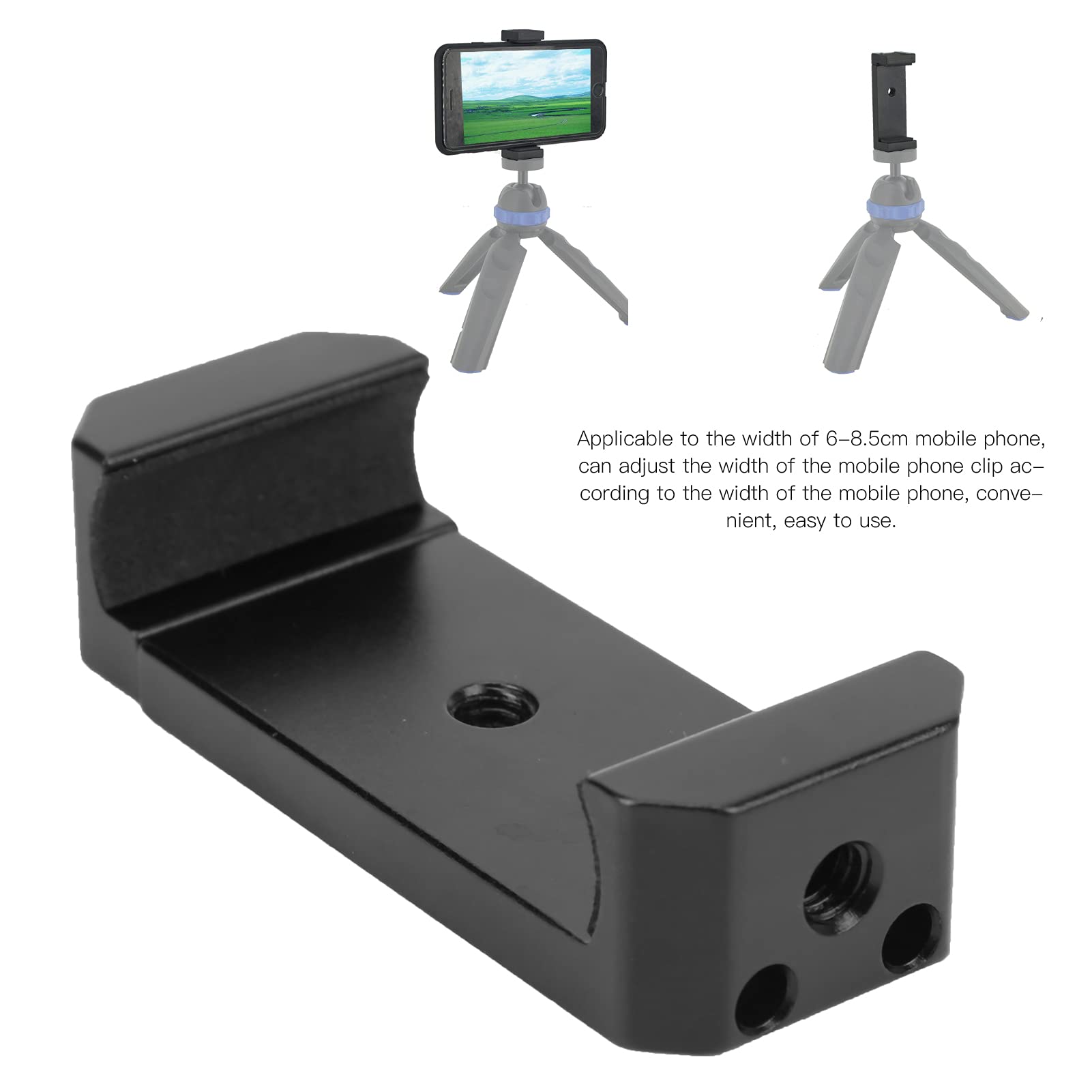 Universal All-Metal Smartphone Tripod Mount Clamp - Adjustable Width with 1/4
