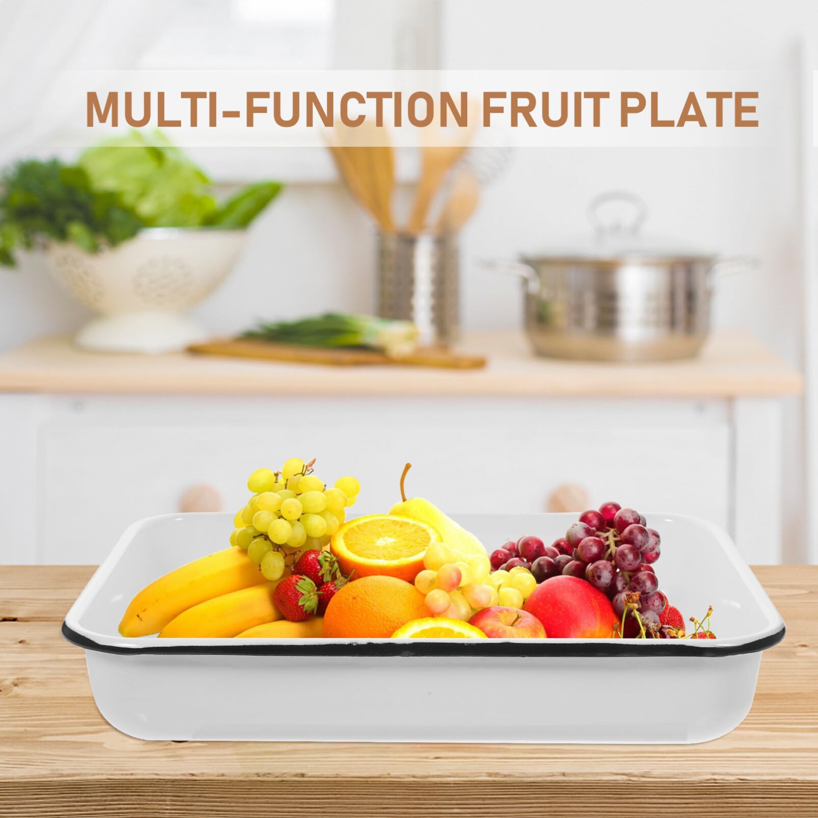 Premium White Enamel Baking Pan - 9x13 Inch Rectangular Roasting Pan, Enameled Steel Lasagna Dish, Oblong Cake Pan & Serving Tray | Durable Food Container for Baking, Roasting, Meal Prep & Party Serving (Great for Lasagna, Casseroles, Sheet Cakes & Holiday Meals)
