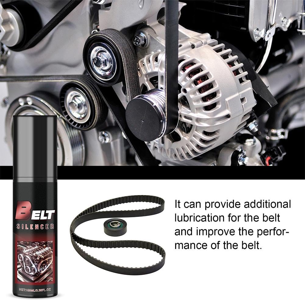 Belt Dressing Spray for Automotive - 100ml Engine Belt Lubricant & Noise Silencer | Reduce Squeaking & Protect Car Belts | Ideal for Daily Driving, Long Trips & Vehicle Maintenance