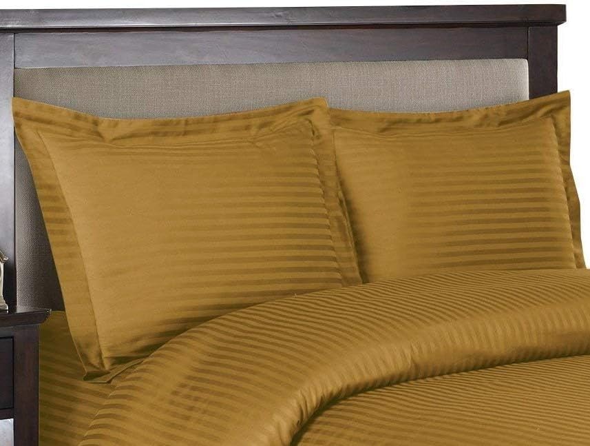 Royal Tradition Damask Stripes 300 Thread Count 100% Cotton King/California King Duvet Cover Set - 3PC Comforter Cover with Button Enclosures in Bronze | Luxury Bedding for Master Bedroom & Guest Room