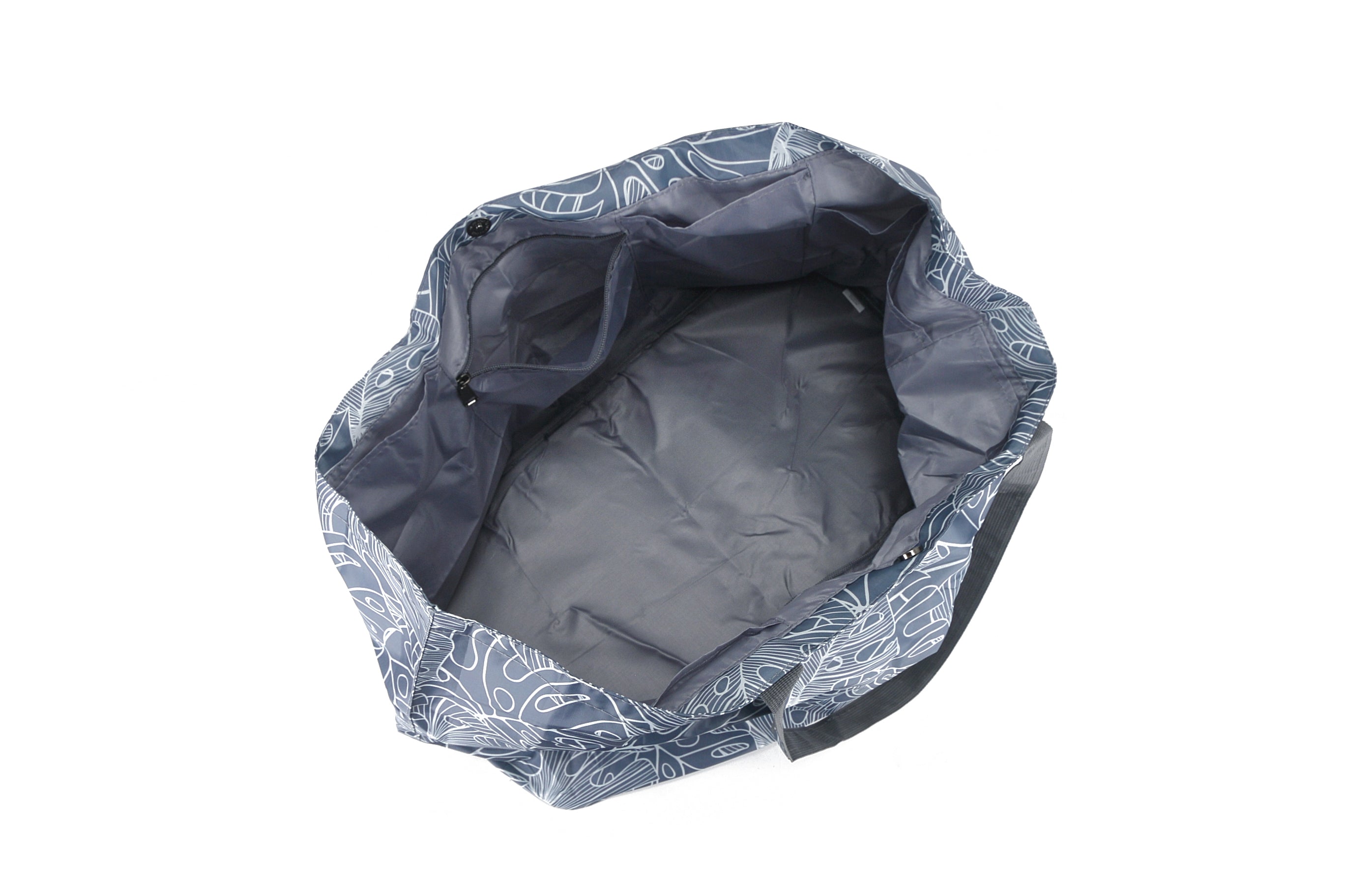 Stylish Monstera Print Large Carry All Tote Bag in Grey - Perfect for Work, Travel, and Everyday Use