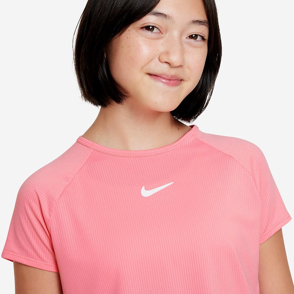 Nike Girls Victory Short Sleeve T-Shirt - Coral Pink Athletic Top for Running, Soccer & Casual Wear