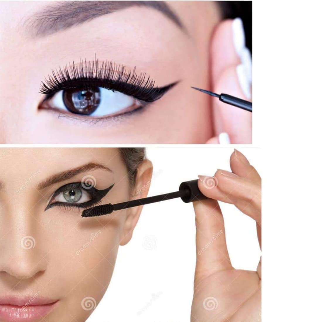 SEYBLUSH Professional Gel Eyeliner & Eyebrow Pencil Set - Waterproof Kajal & Volumizing Mascara (Black, 4-Piece Kit) | Perfect for Smokey Eyes & Everyday Makeup Looks