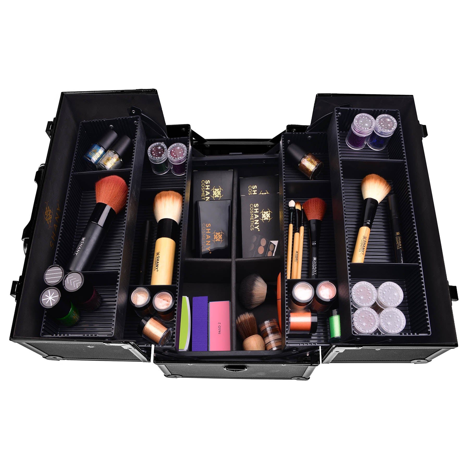 Professional Makeup Train Case with Shoulder Strap & Secure Locks - Portable Cosmetic Organizer for Travel, Salon, and Makeup Artists