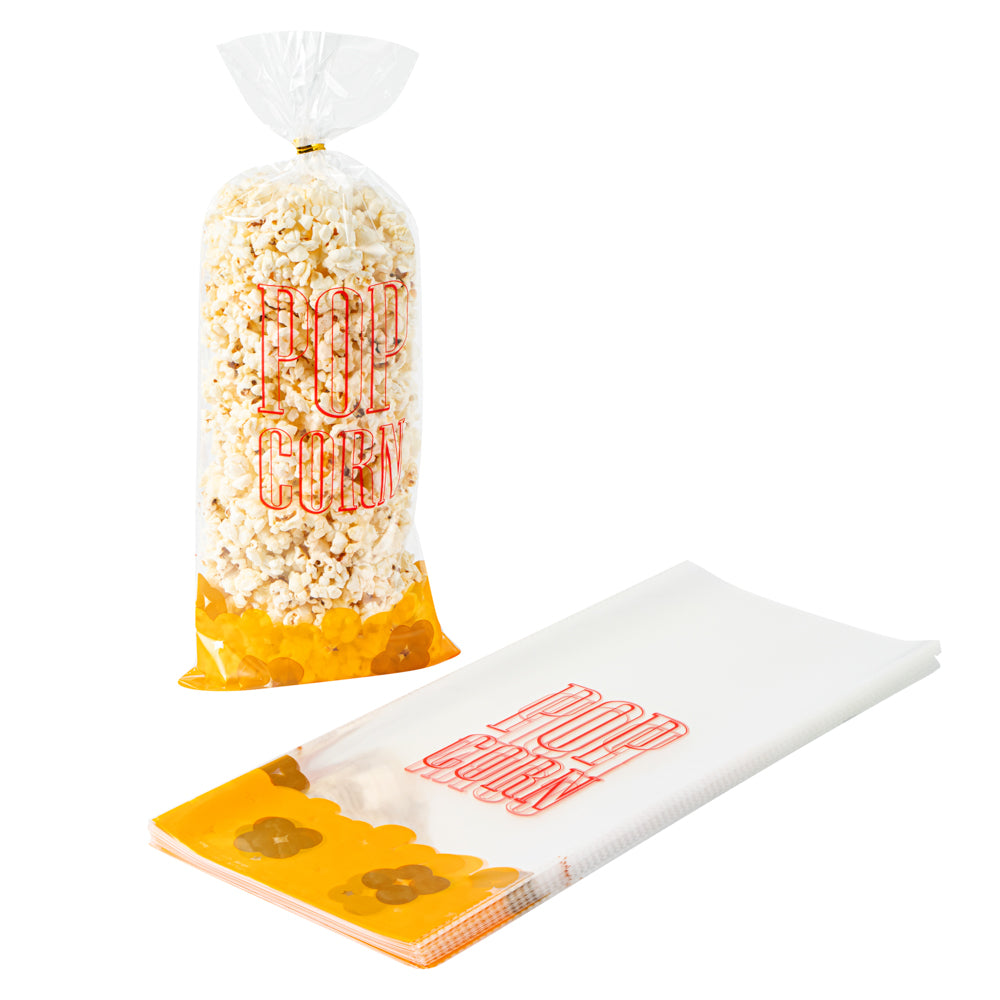 Clear Plastic Popcorn Bags 17x7 Inches - 100 Count Box | Perfect for Movie Nights, Concessions & Party Snacks
