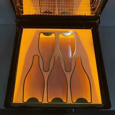 Custom Engraved LED Wine Presenter Box - Rechargeable Champagne Bottle Display Case for Ace of Spade & Clubs | Perfect for Nightclubs, VIP Events & Luxury Gift Giving