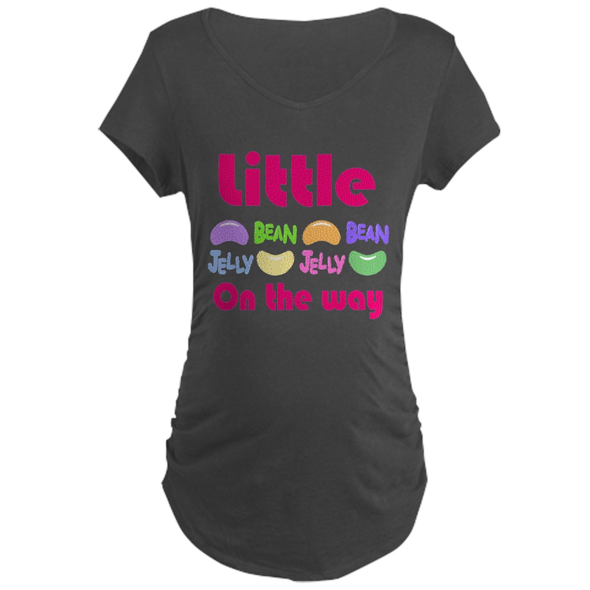Little Jelly Bean On The Way Maternity T-Shirt - Women's Ruched Side Pregnancy Tee for Expecting Moms | Comfortable & Stylish for Baby Showers, Maternity Photos & Everyday Wear