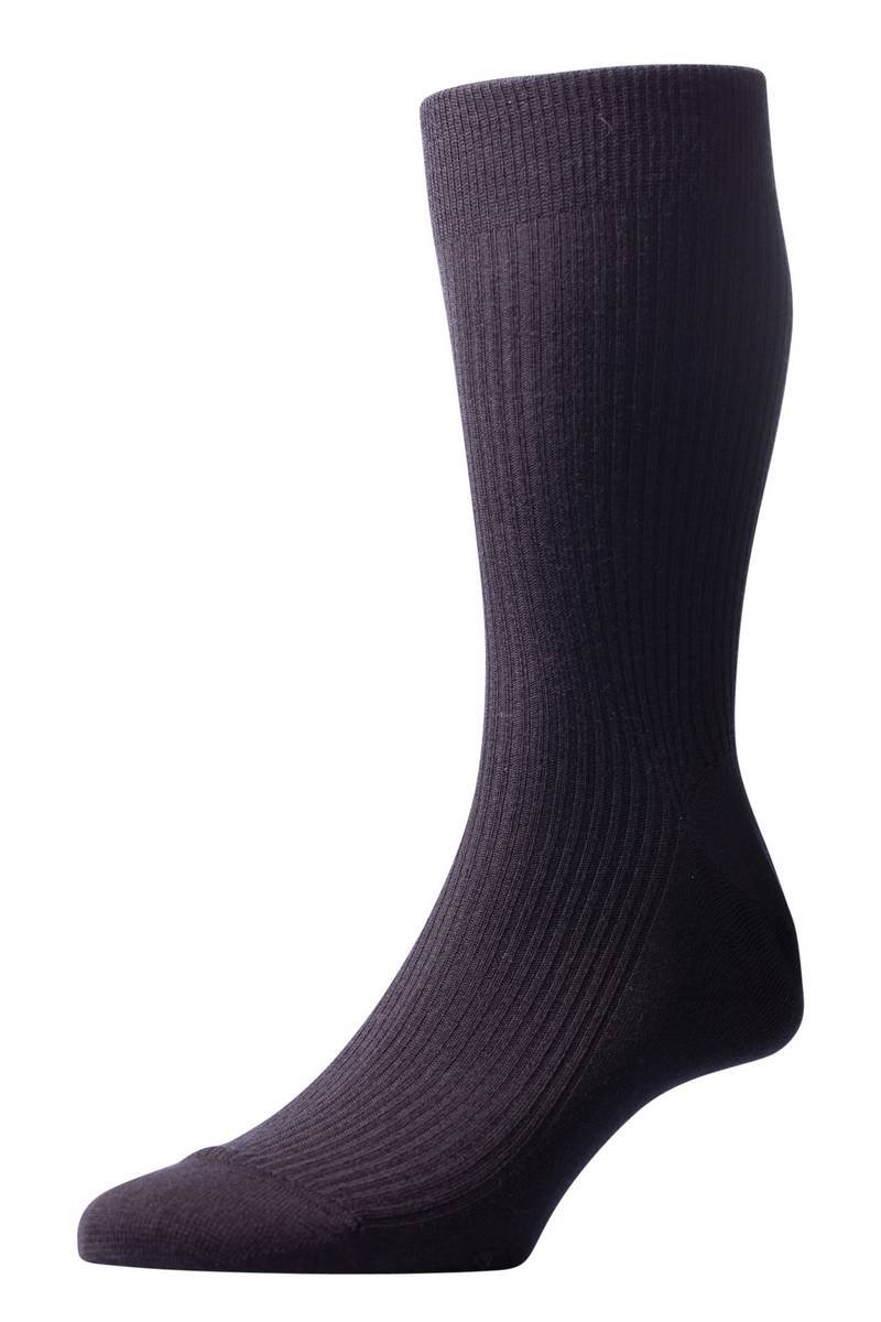Pantherella Men's Naish Rib Merino Wool Socks - Black | Premium Winter Hiking & Dress Socks for Outdoor & Office Wear