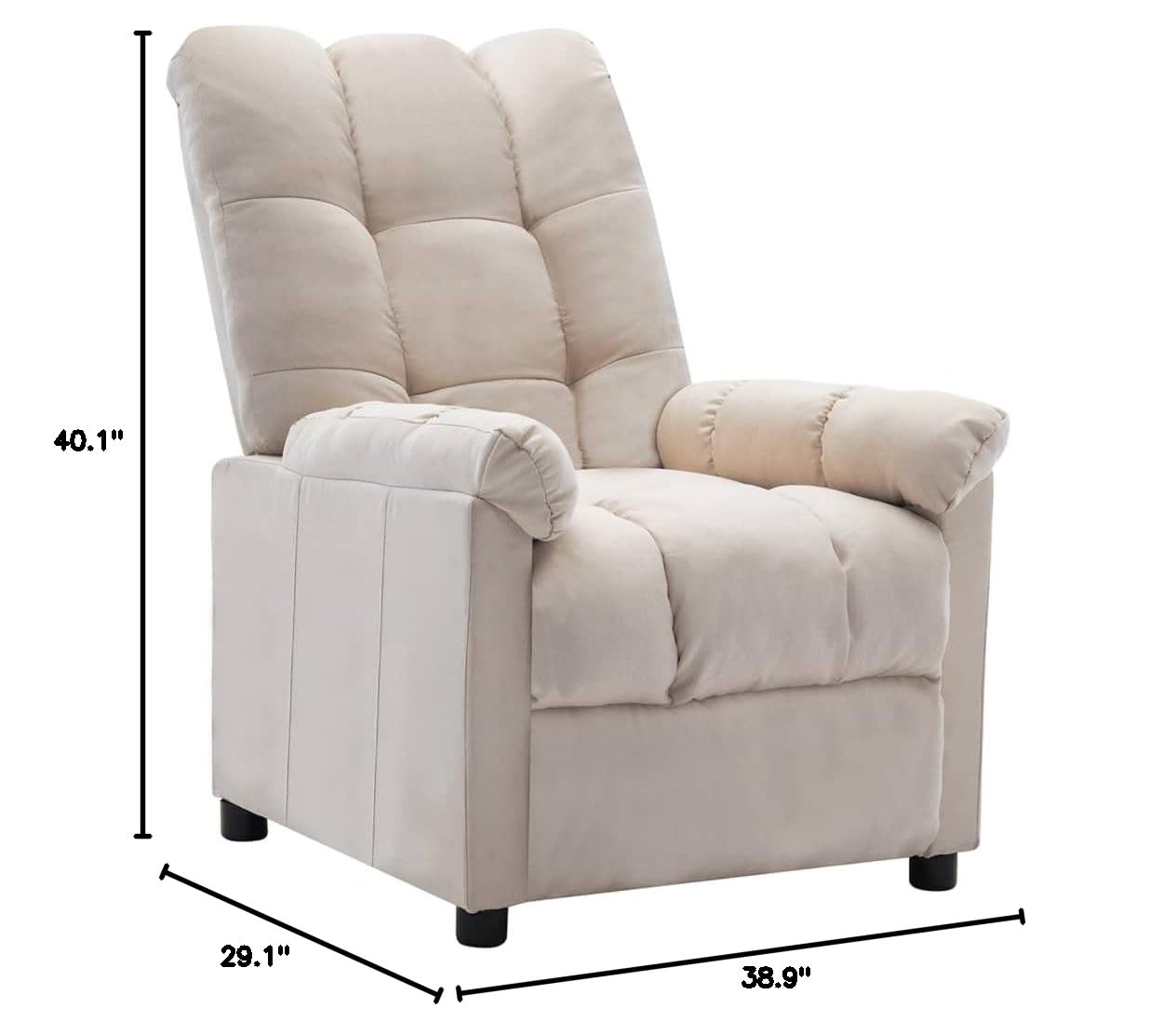 Electric Recliner Chair with Adjustable Backrest - Padded Comfort for Living Room, Bedroom & Home Theater - Cream Fabric Upholstery - Perfect for Relaxing, Watching Movies & Lounging