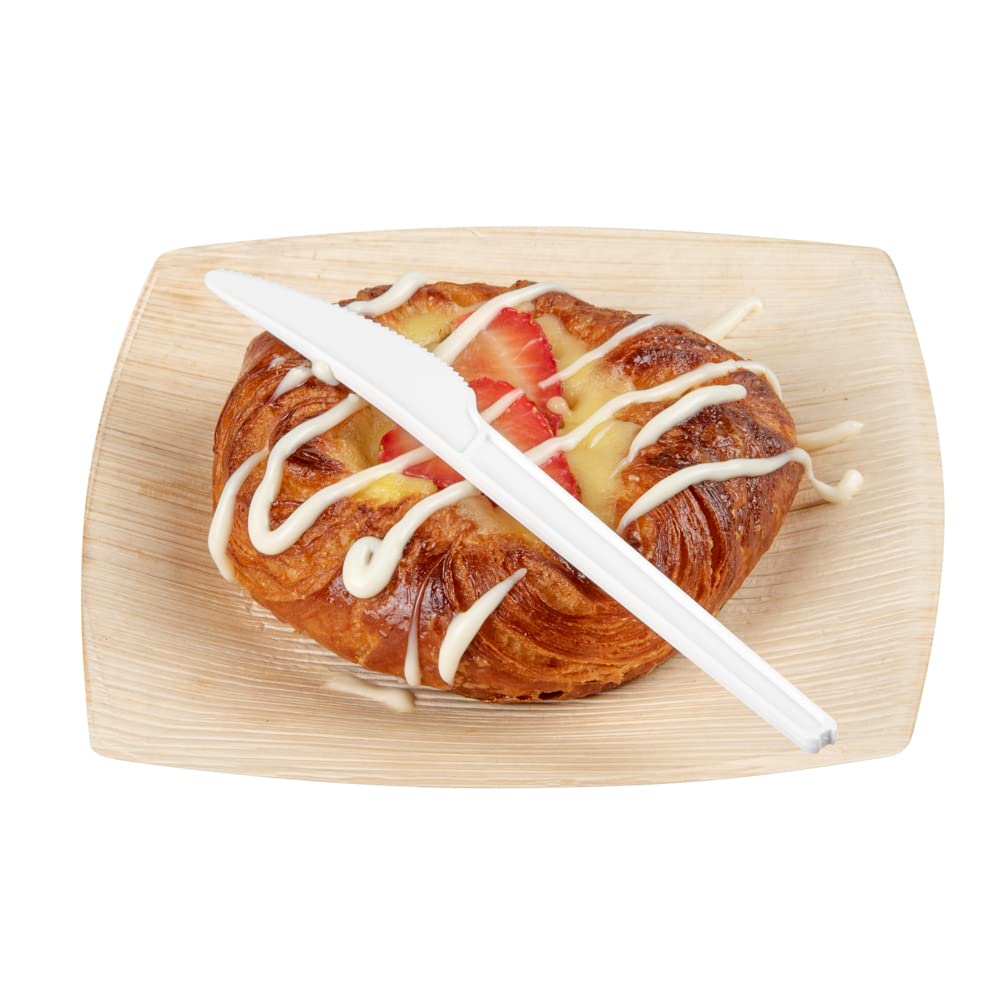 6.5 Inch Compostable Knives - 250 Individually Wrapped Plant-Based Cutlery Set | BPI-Certified CPLA Disposable Silverware for Hot & Cold Foods | Eco-Friendly Restaurantware for Parties, Picnics & Catering